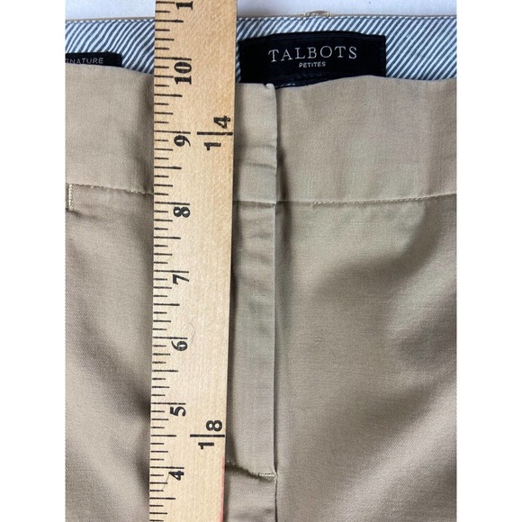 Talbots Petites Pants Womens 12P Signature Cut Khaki Cropped Pockets Stretch - Picture 3 of 9